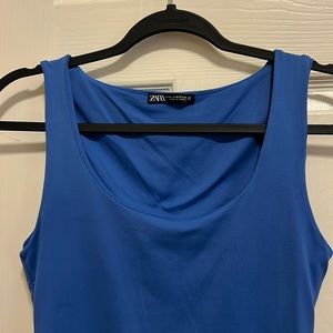 Zara Size M Blue Fitted Tank Top
